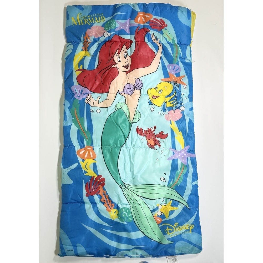 VTG Disney Princess The Little Mermaid Ariel Sleeping Bag 90s Flounder Sebastian
